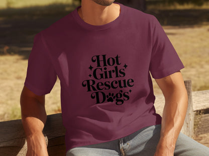 Hot Girls Rescue Dogs Graphic T-Shirt for Pet Lovers