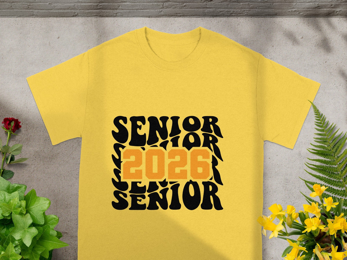 Senior 2026 Bold Design Graphic Yellow T-Shirt