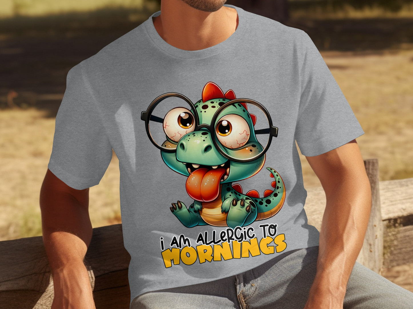 Cute Dinosaur I Am Allergic To Mornings T-shirt