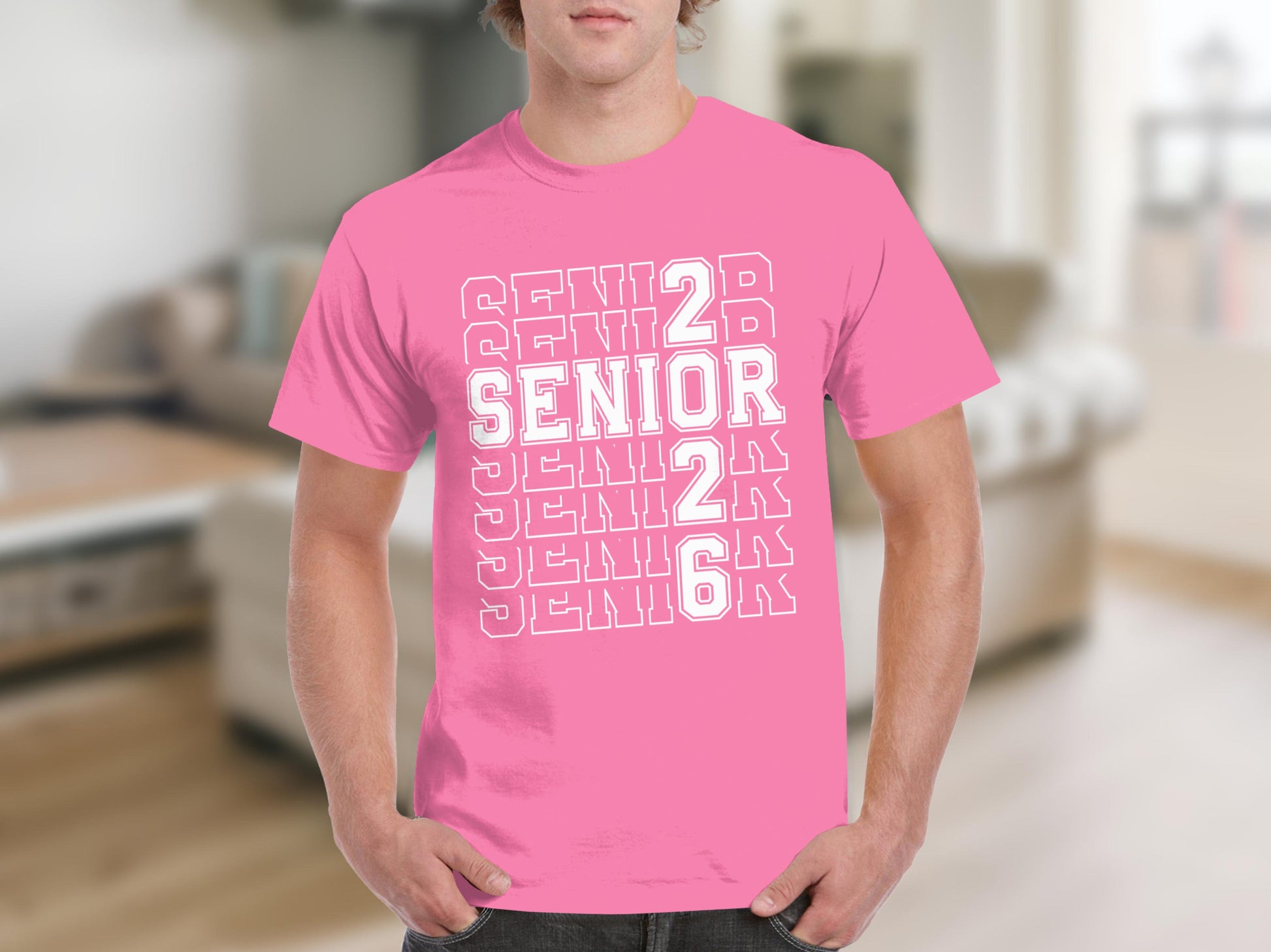 Senior 2026 Repeated Design Pink Senior Class Shirt