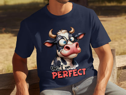 Funny Cow Graphic Yes I Am Perfect T-Shirt