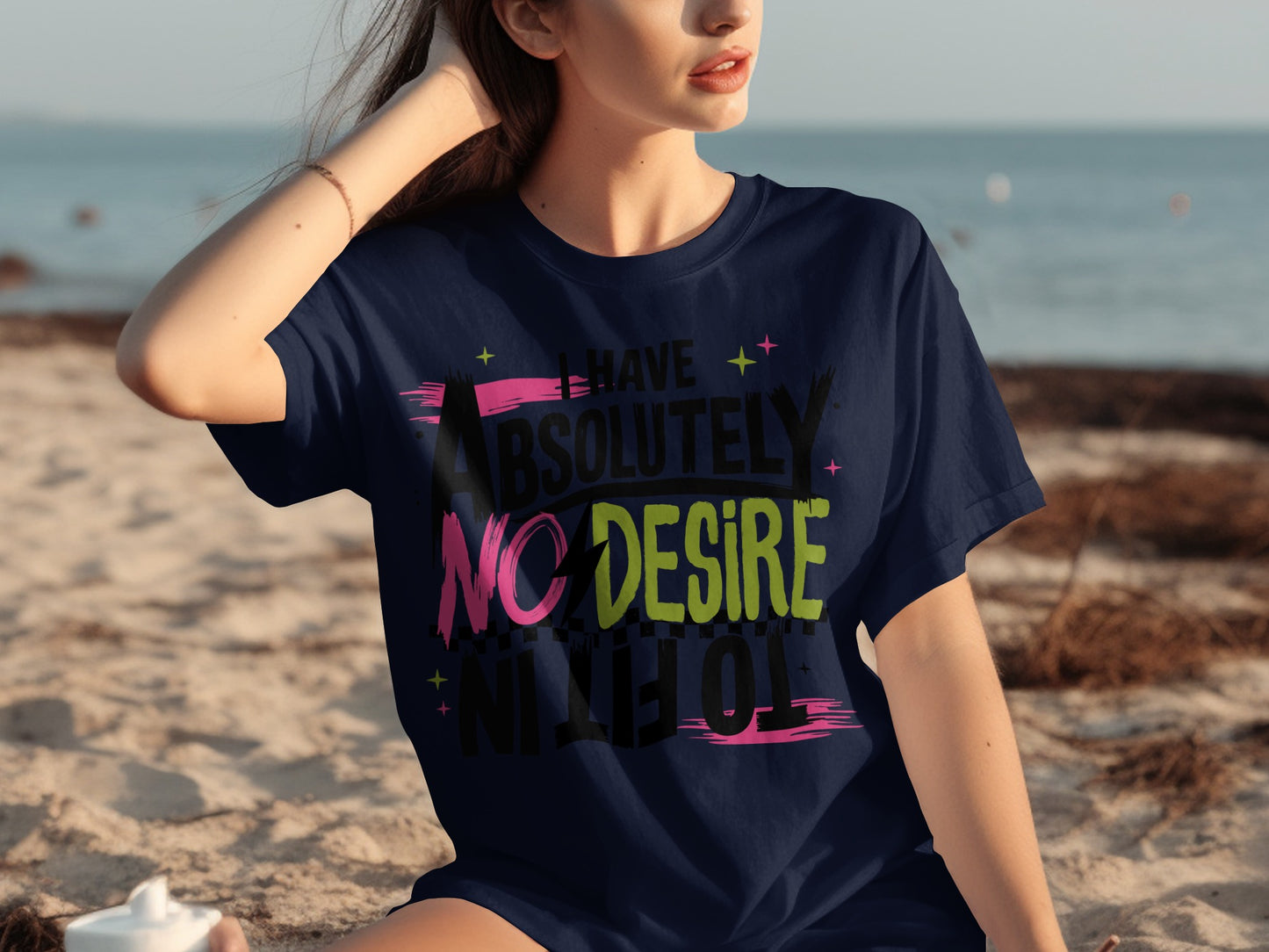 I Have Absolutely No Desire Blue Casual T-Shirt