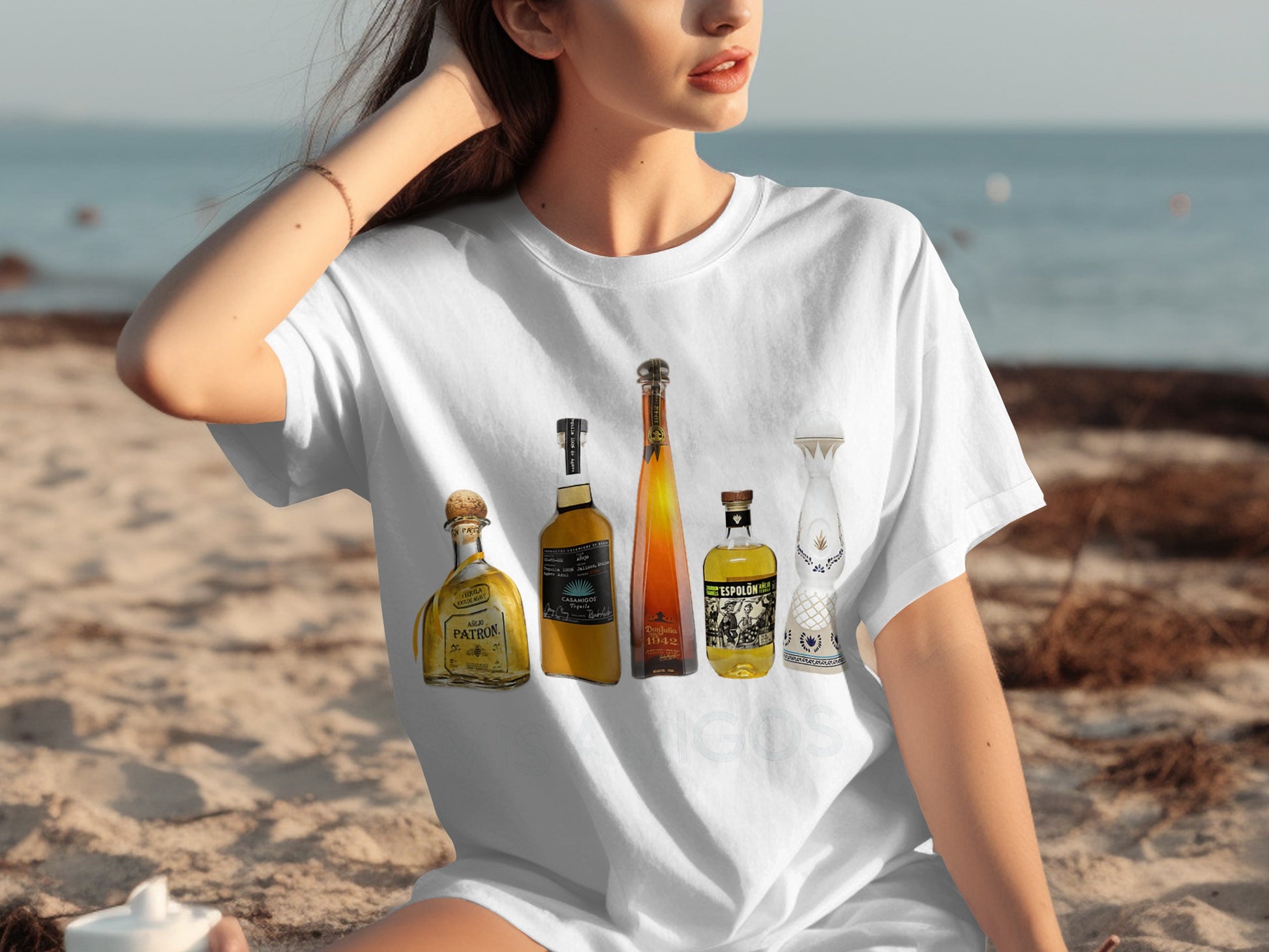 Tequila Bottle Graphic White Short Sleeve T-shirt