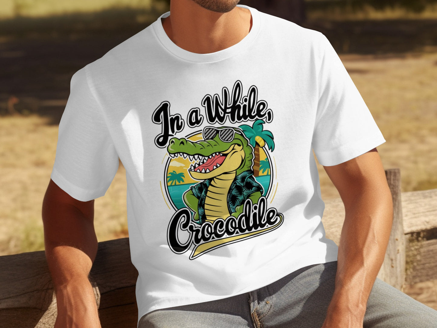 In a While Crocodile Graphic Tee Shirt Retro Summer