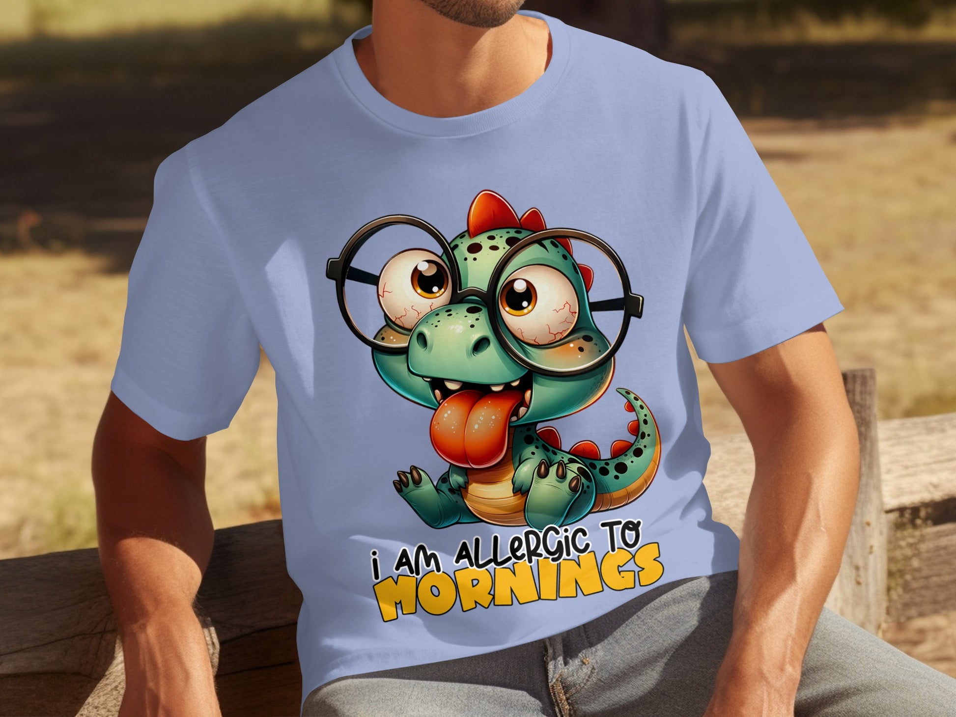Adorable Dinosaur I Am Allergic To Mornings T-Shirt