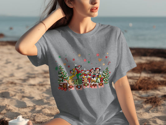 Festive Cartoon Character Christmas Graphic T-Shirt