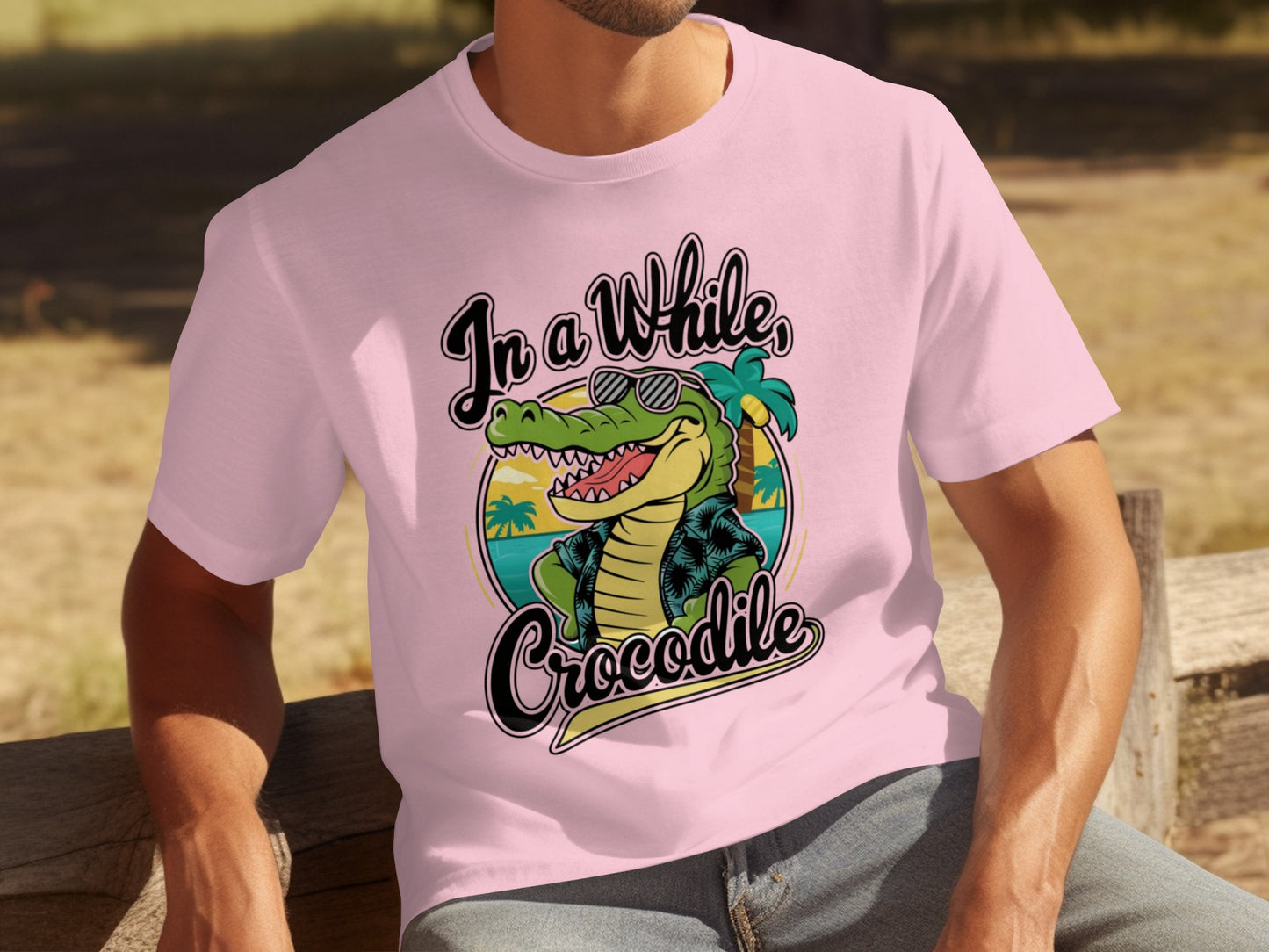 In a While Crocodile Cute Graphic Short Sleeve T-Shirt