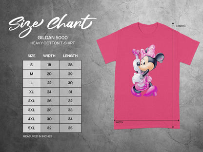 Minnie Mouse Pink Guitar Gildan 5000 Size Chart product type