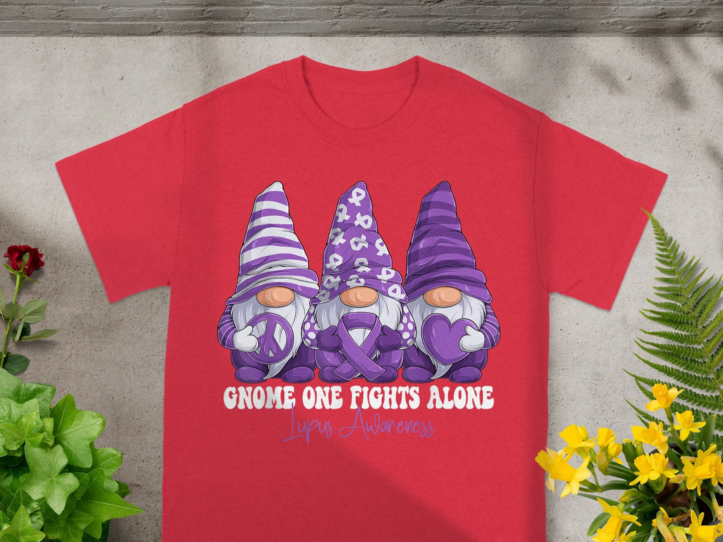 Gnome One Fights Alone Lupus Awareness T-Shirt