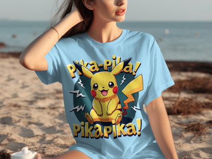 Pika Pika Pikachu Cartoon Graphic T-shirt