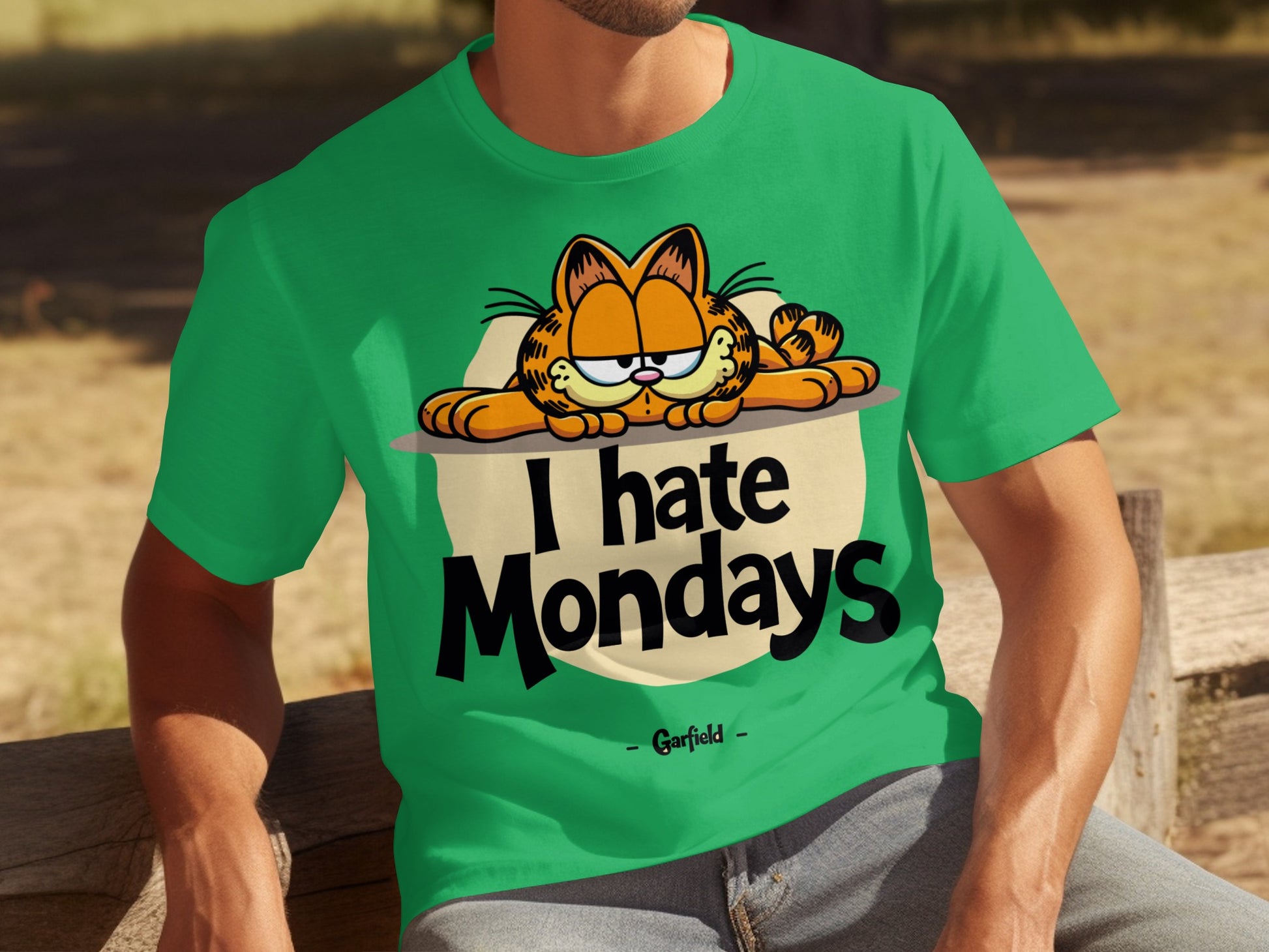 I Hate Mondays Garfield Graphic Green T-Shirt Product