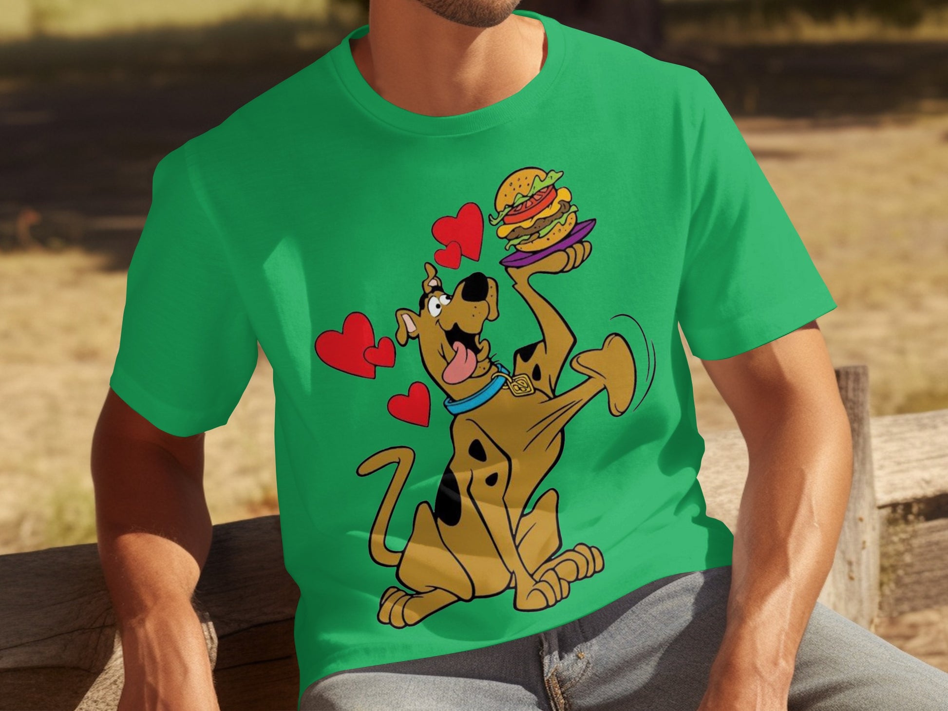 Scooby-Doo Eating Burger Green T-shirt