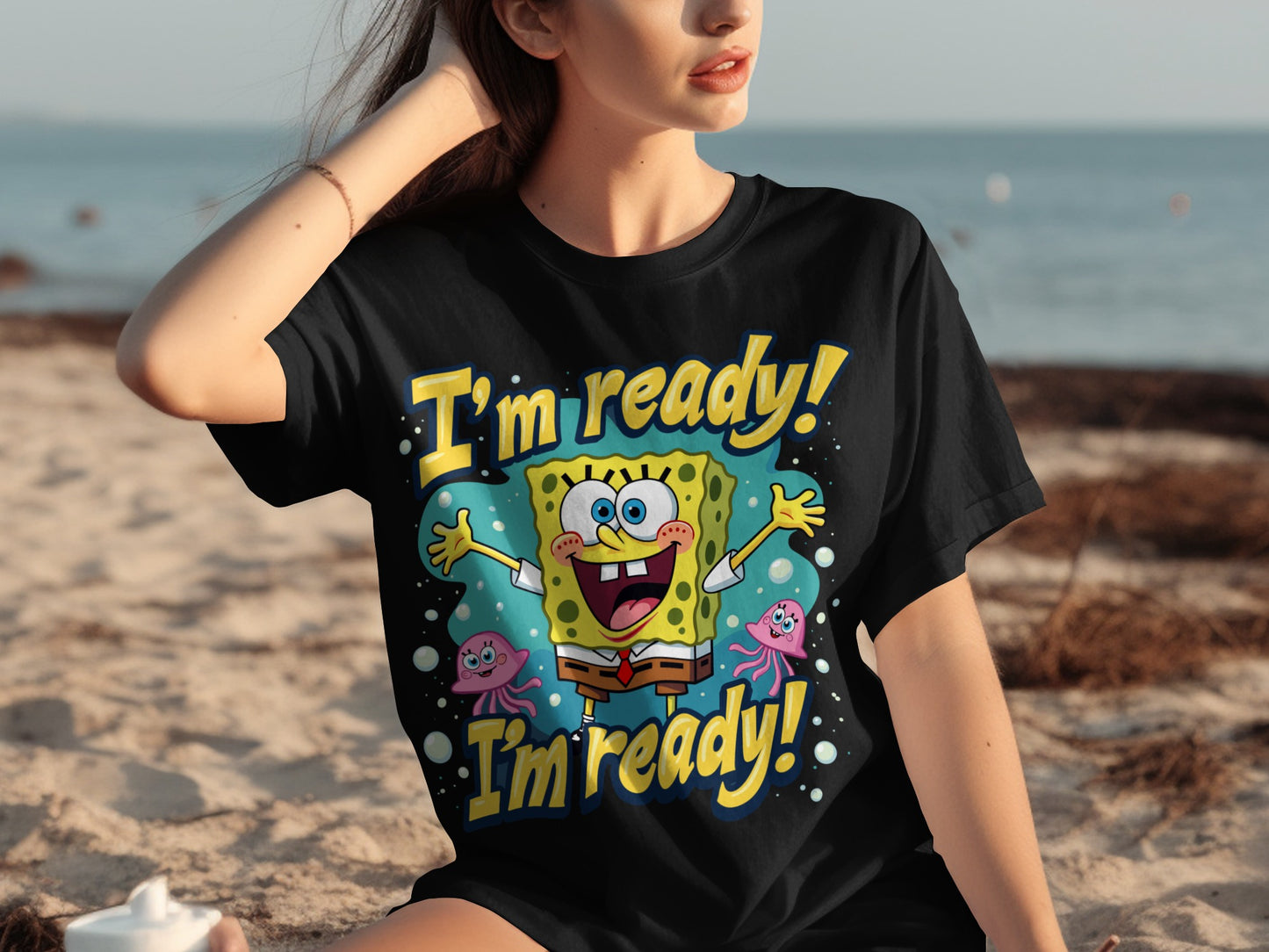 I'm Ready Spongebob Graphic Tee Fun Cartoon Shirt