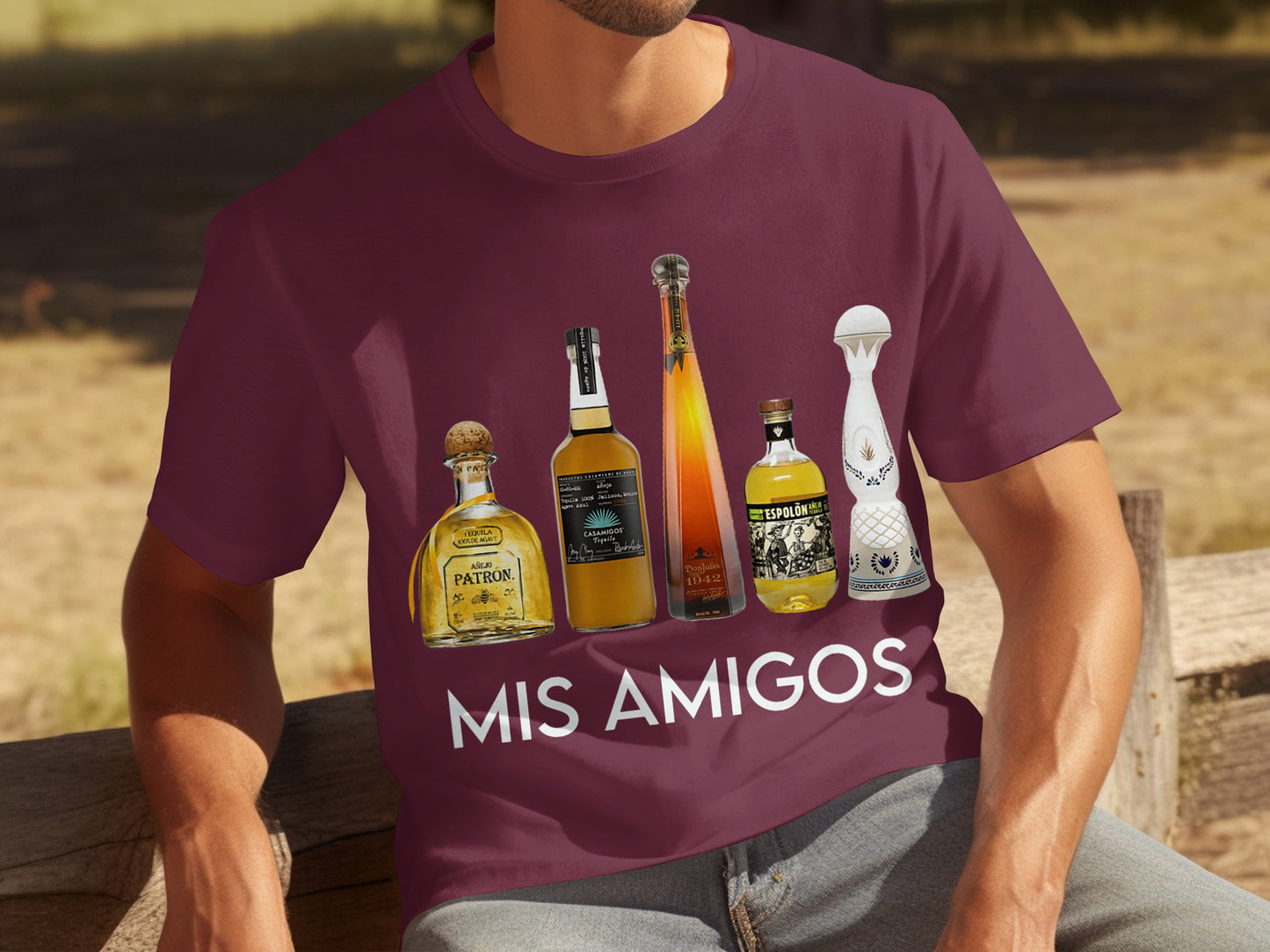 Mis Amigos Tequila Beverage Bottles Graphic Shirt