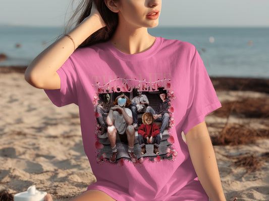 Halloween Horror Character Print Pink T-Shirt