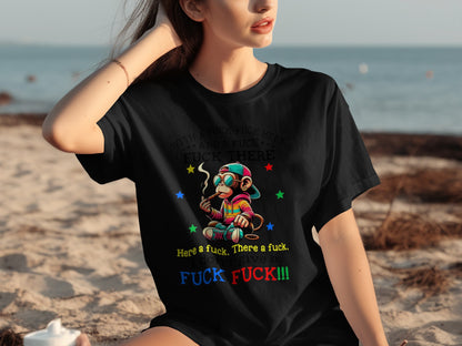 Vibrant Colorful Smoking Monkey Graphic Printed Shirt