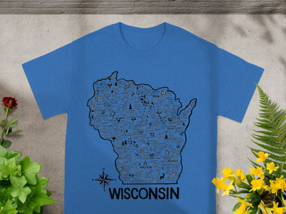 Wisconsin State Outline Map Design Shirt Product