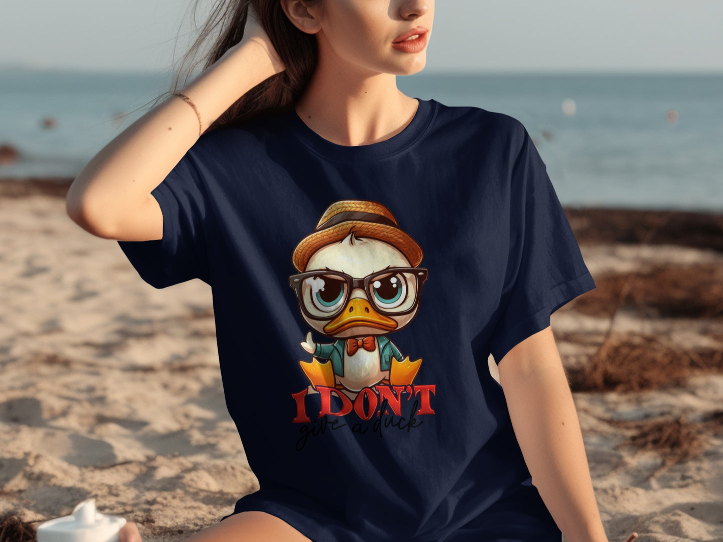 Trendy Graphic Tee with Funny Duck Print Design