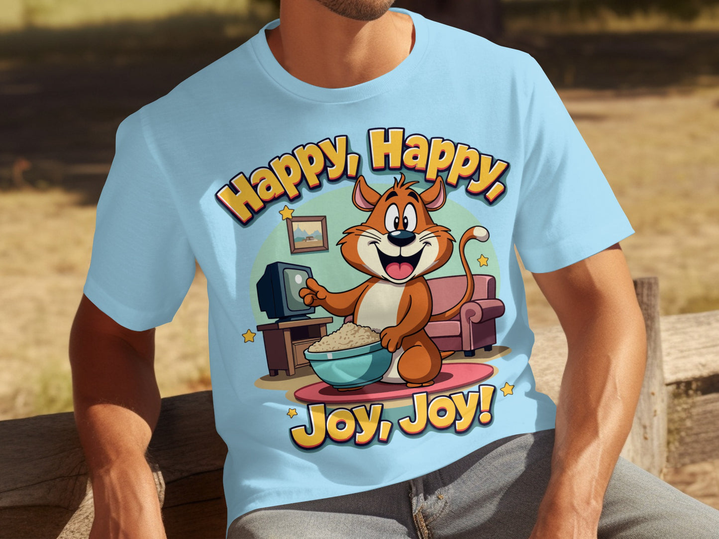 Happy Happy Joy Joy Cartoon Graphic T-Shirt