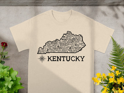 Kentucky State Map Typography Design T-Shirt