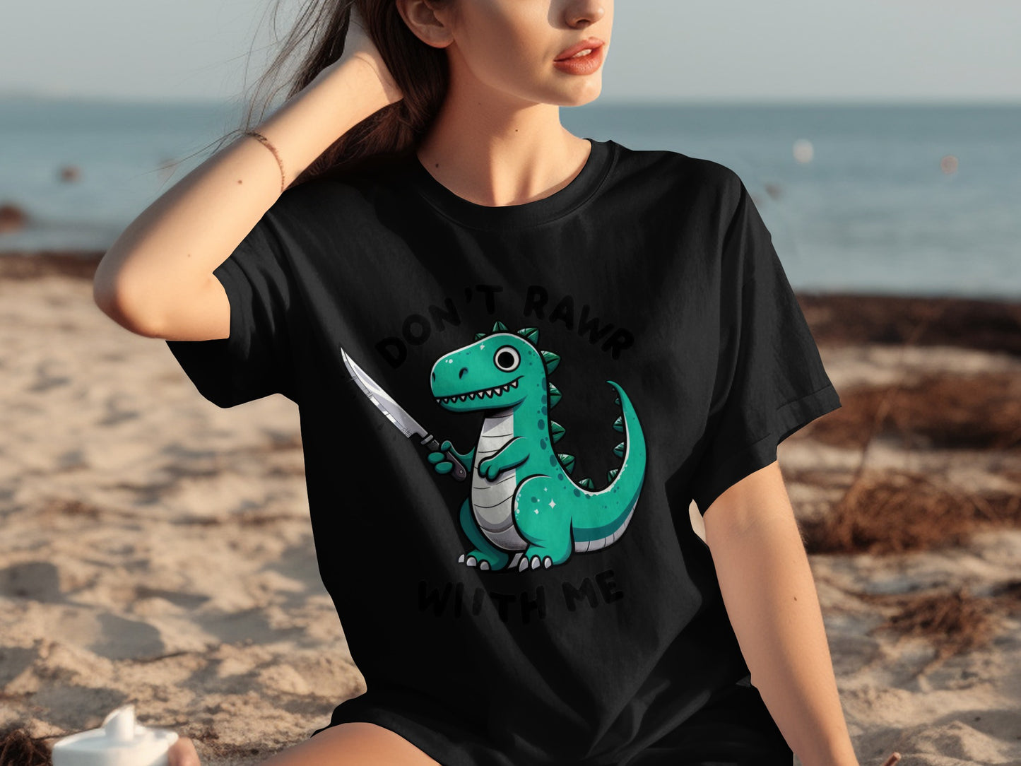 Don't Rawr With Me Cute Dinosaur Graphic T-shirt
