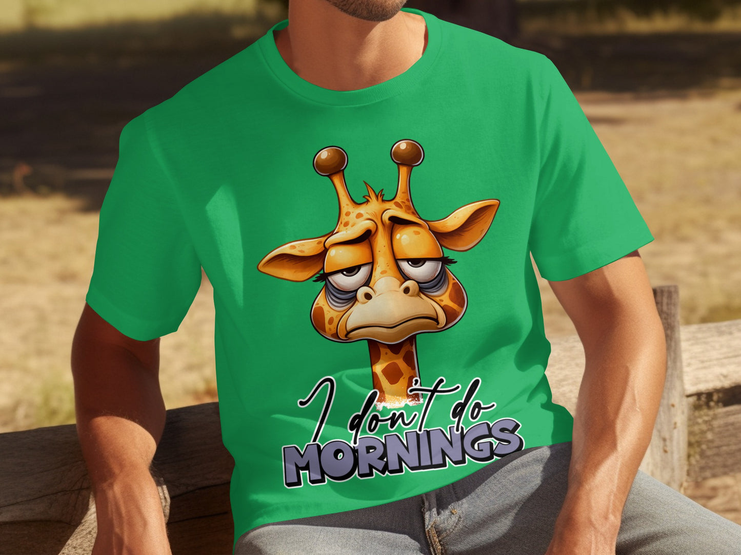 Funny Giraffe I Don't Do Mornings Graphic T-shirt