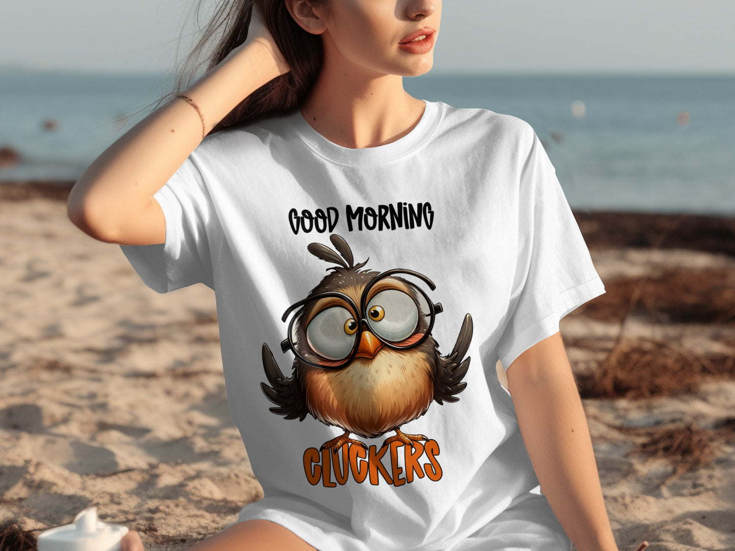 Good Morning Cluckers Funny Owl Graphic T-Shirt