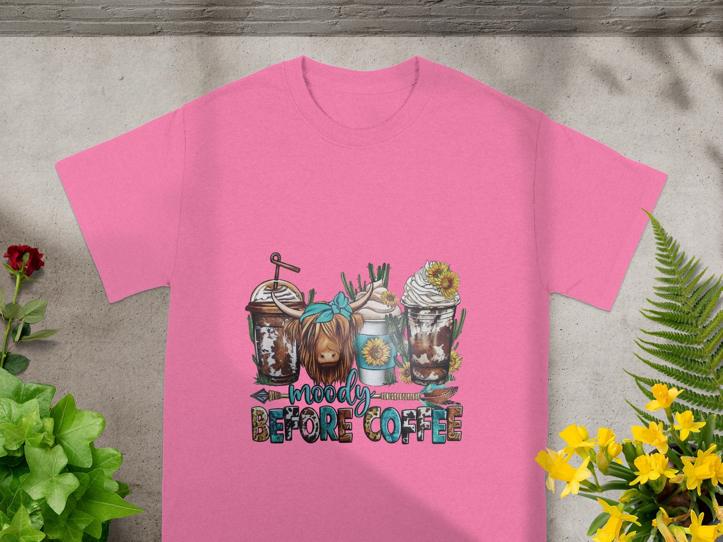 Moody Before Coffee Sunflower Graphic T-Shirt