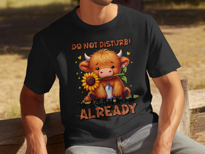 Do Not Disturb Cute Cow Sunflower Graphic T-shirt