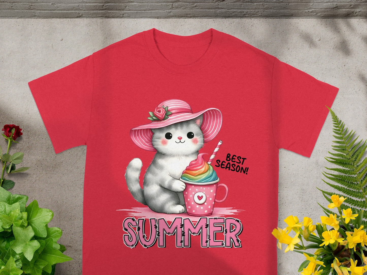 Cute Cat with Hat Summer Best Season! T-shirt