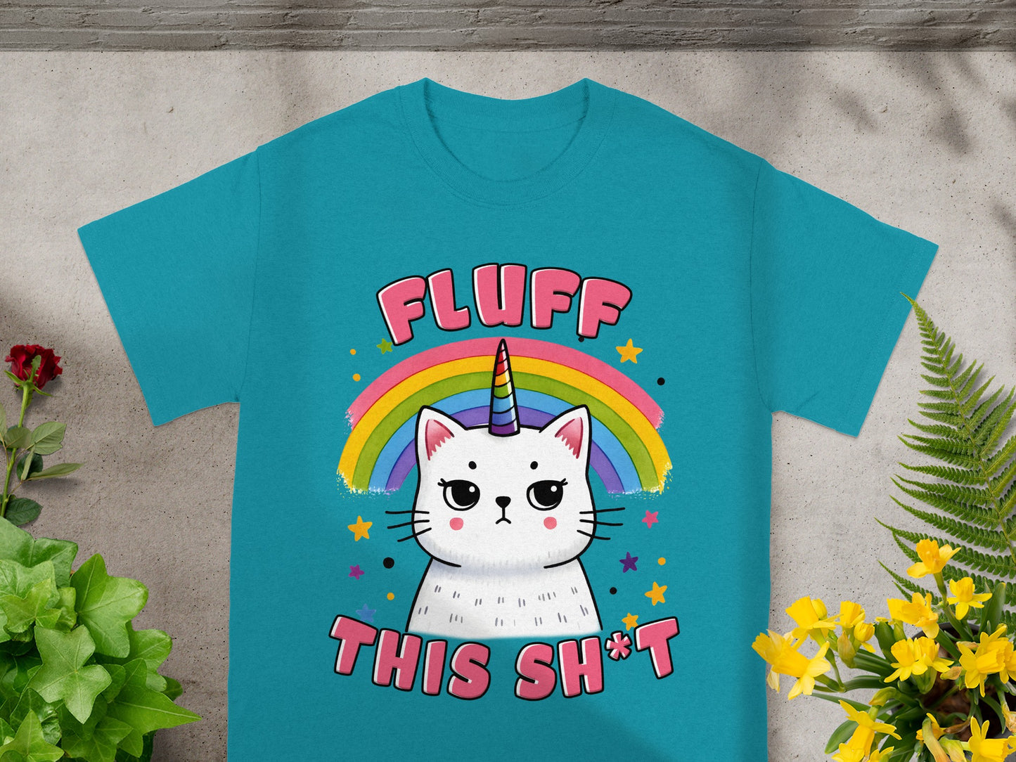 Fluff This Shit Grumpy Unicorn Cat Tee