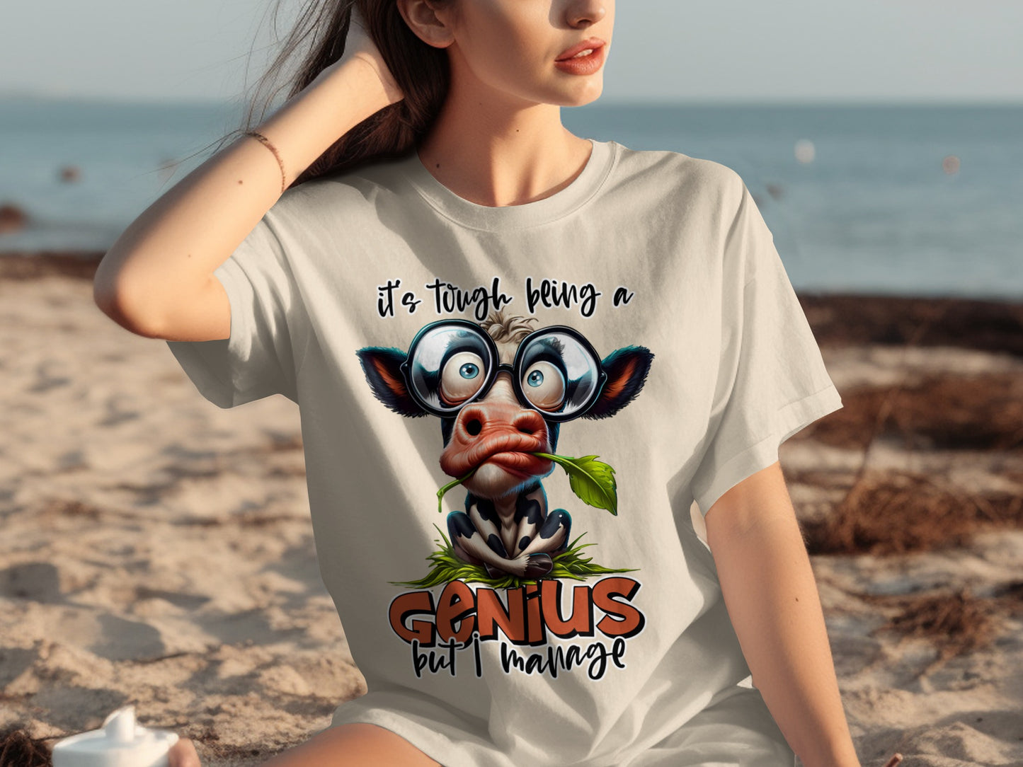 It's Tough Being a Genius Funny Cow Graphic T-Shirt