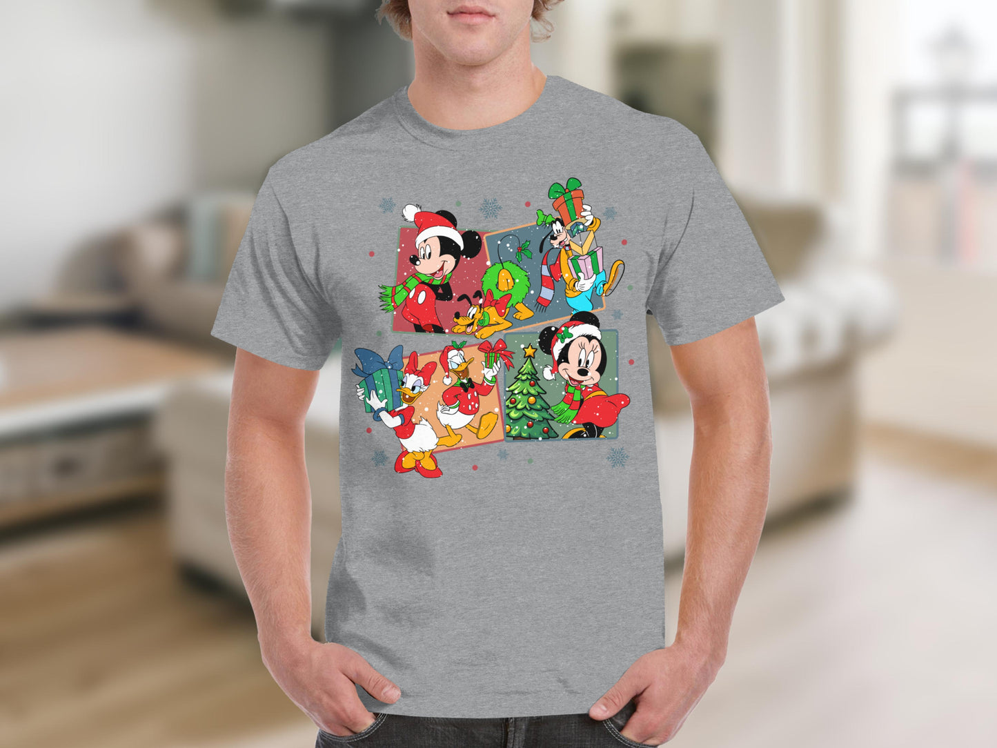 Festive Mickey Minnie Goofy Donald T-Shirt Holiday Design