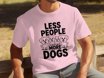 Less People More Dogs Cute Cartoon Dog T-Shirt