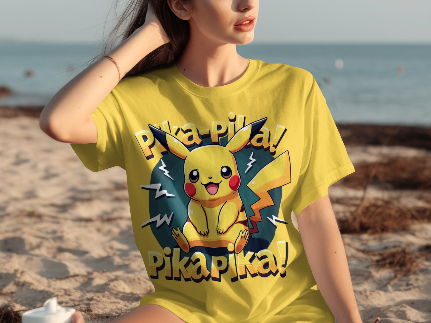 Pikachu Pika Pika! graphic design t-shirt product