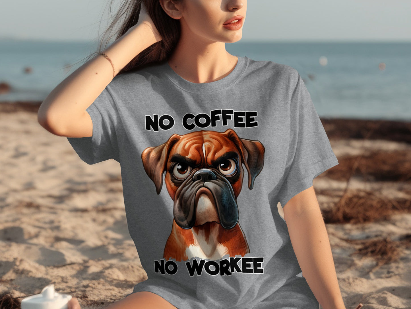 No Coffee No Workee Funny Bulldog Graphic T-shirt