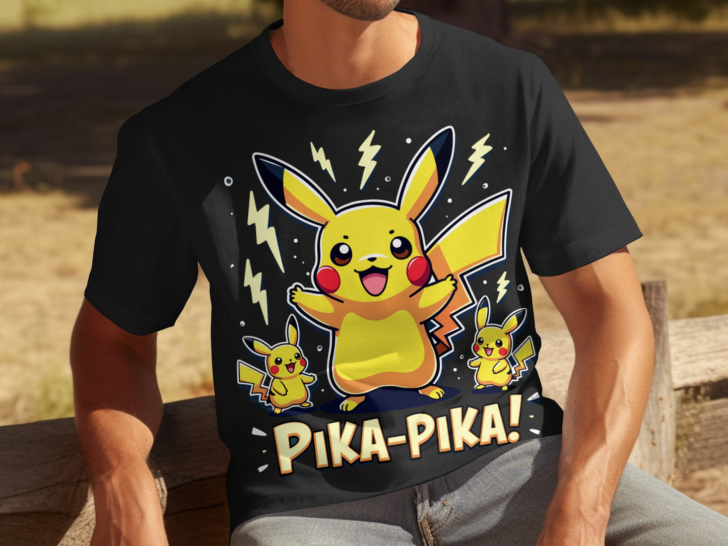 Fun Pikachu Pika-Pika Electric Design T-Shirt