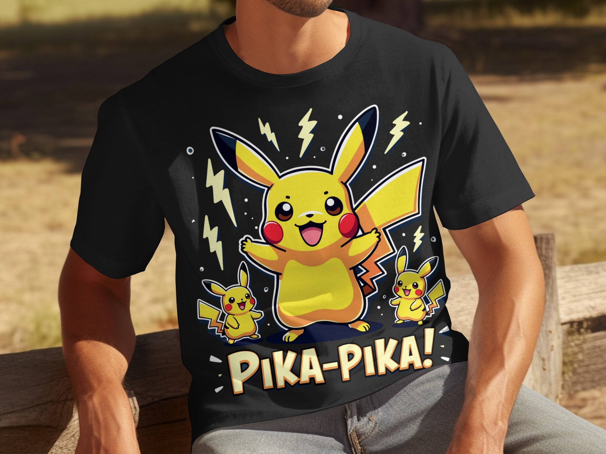 Fun Pikachu Pika-Pika Electric Design T-Shirt