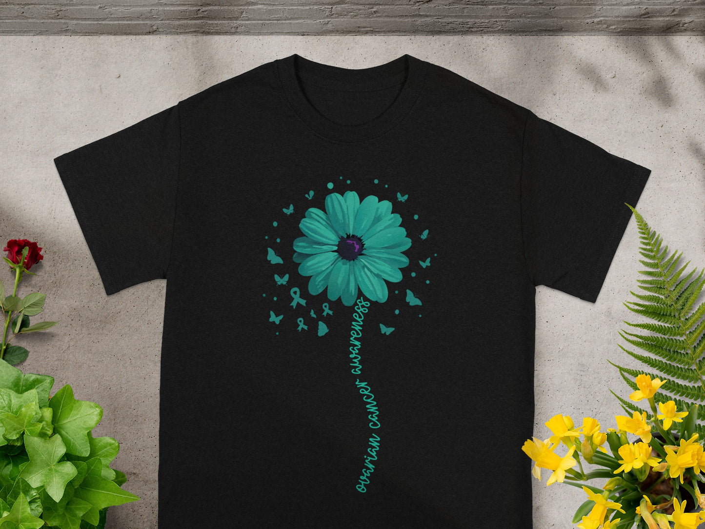 Ovarian Cancer Awareness Flower Design Shirt