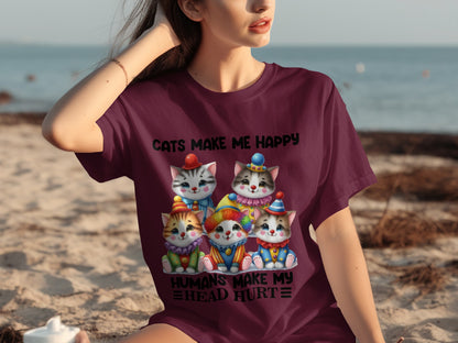 Cats Make Me Happy Humans Make My Head Hurt T-shirt