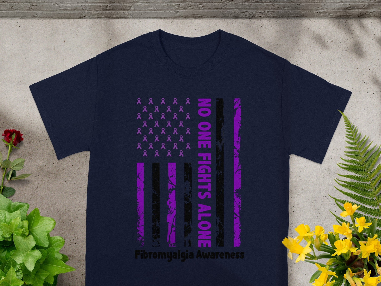 Fibromyalgia Awareness No One Fights Alone T-shirt