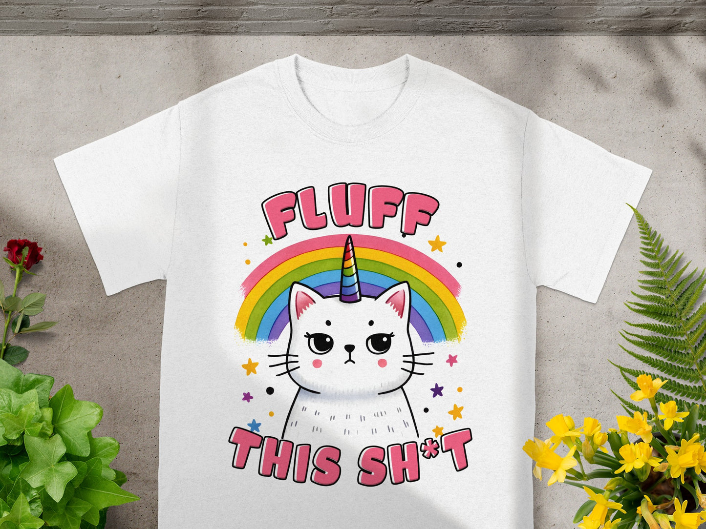 Fluff This Shit Grumpy Unicorn Cat Tee