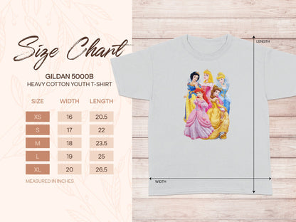 Gildan 5000B Youth T-Shirt Princess Size Chart product type