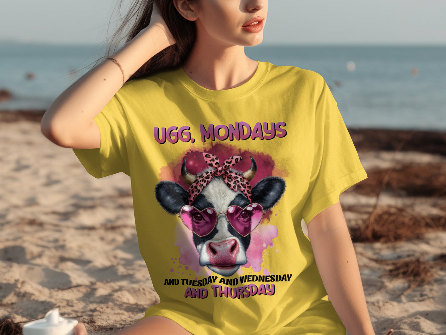 Colorful Cow Loves Mondays and Weekdays Artwork Shirt