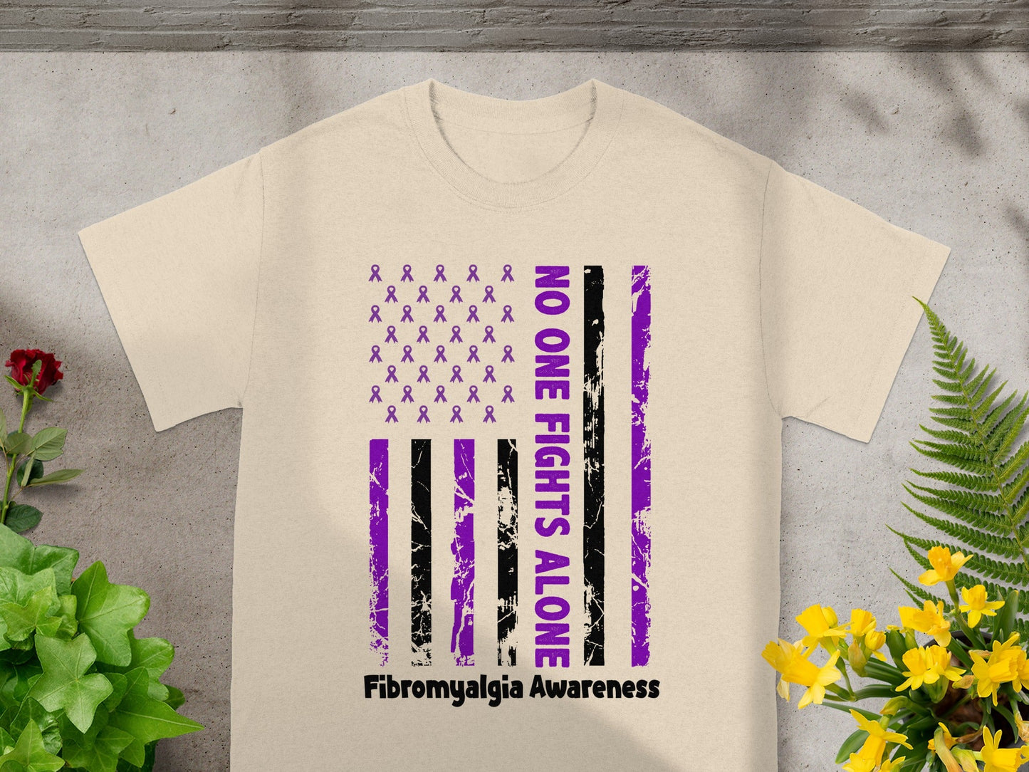 No One Fights Alone Fibromyalgia Awareness Shirt