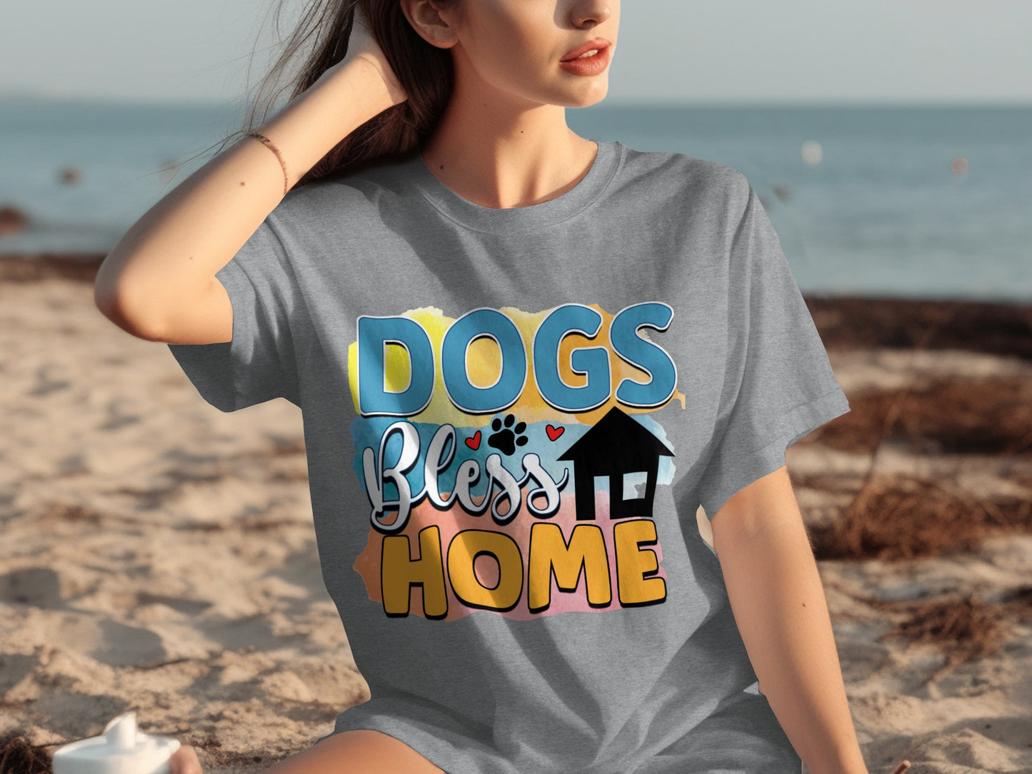 Dogs Bless Home Graphic T-Shirt for Casual Wear
