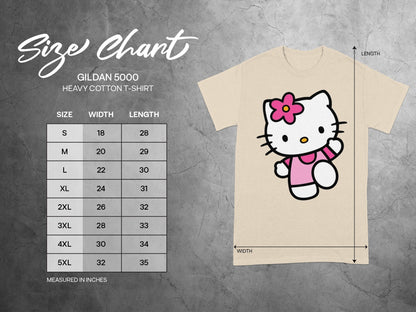 Hello Kitty Gildan 5000 T-Shirt Size Chart product type