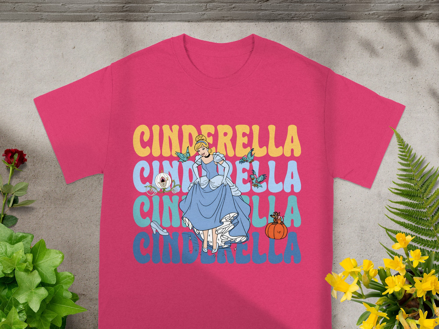 Cinderella t-shirt with character and pumpkin graphic.