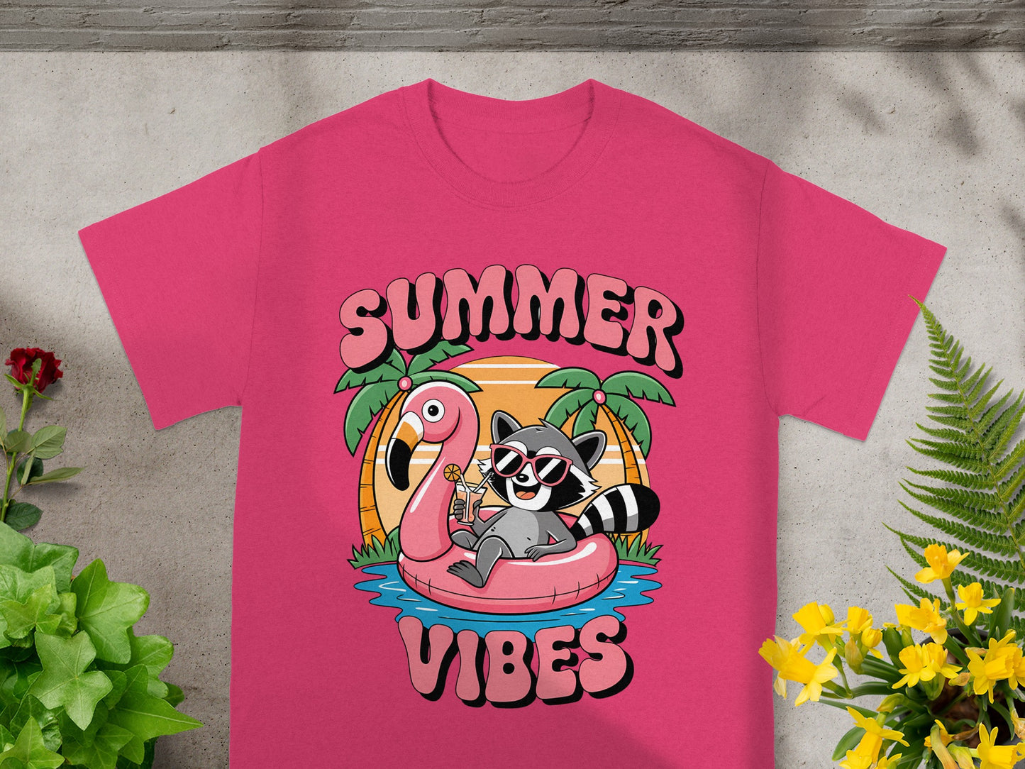 Tropical Raccoon Summer Vibes T-Shirt