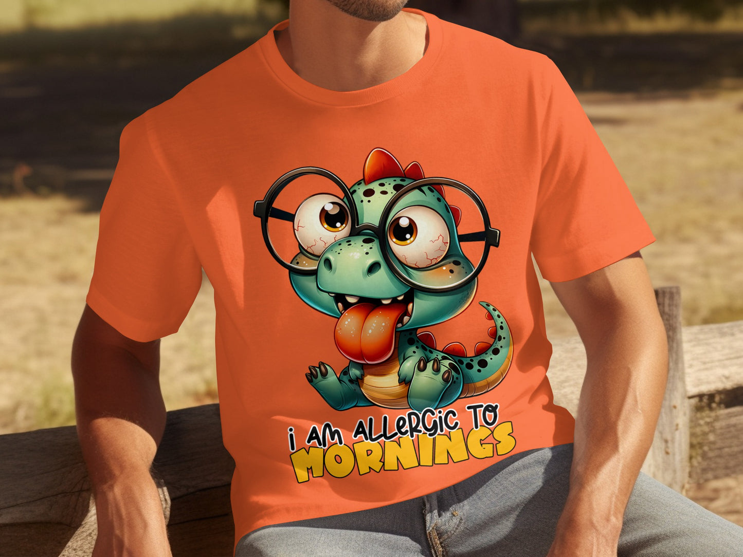 I Am Allergic To Mornings Dinosaur Graphic Shirt